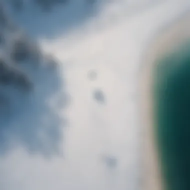 Breathtaking aerial view of a snow kite surfing location