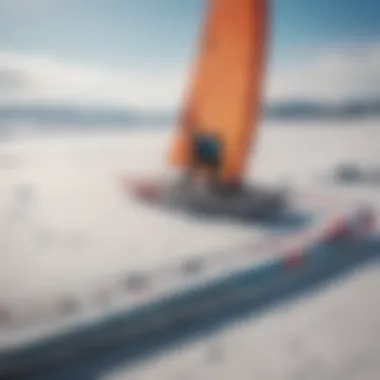 Close-up of essential snow kite surfing equipment laid out