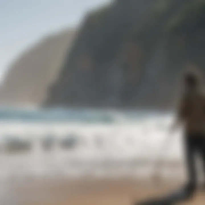 An individual casting a line with a surf rod