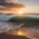 Stunning view of a surf beach at sunrise with perfect waves