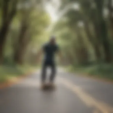 A longboard rider navigating through a park