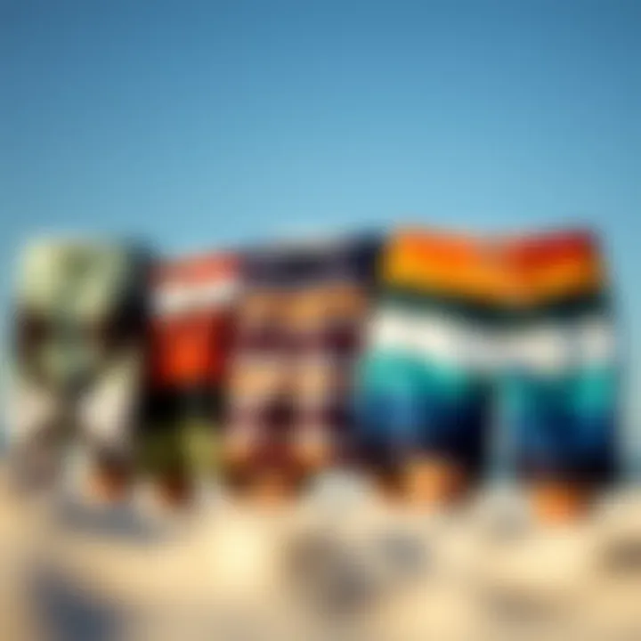 Diverse Design Selection A variety of board shorts showcasing different designs