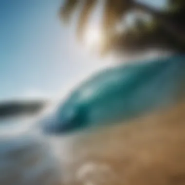 A stunning view of a tropical beach with perfect waves for surfing