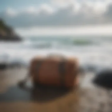 The Dakine Day Bag displayed against a backdrop of ocean waves