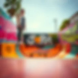 An artistically designed pool with vibrant graffiti art