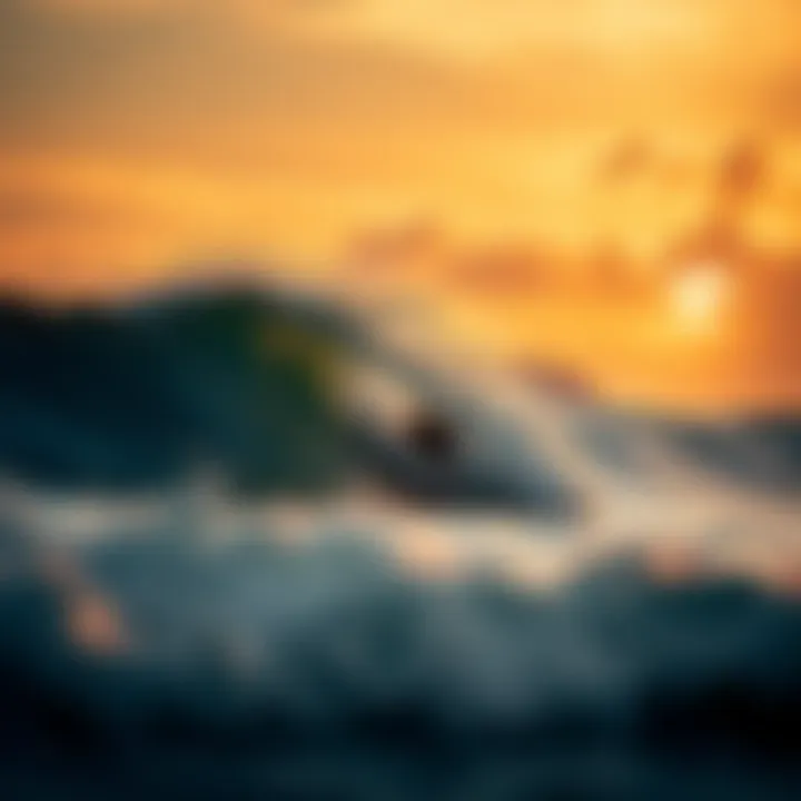 Surfer at Sunset A surfer riding a majestic wave at sunset
