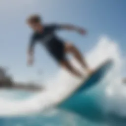 A thrilling moment on a Flowrider wave showcasing a surfer's balance