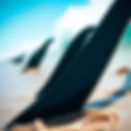 Close-up view of Tyr split fins showcasing their unique design.