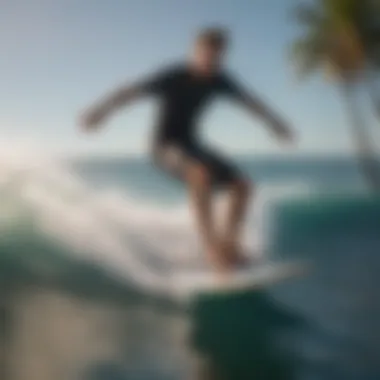 User enjoying thrilling ride on electric stand-up board