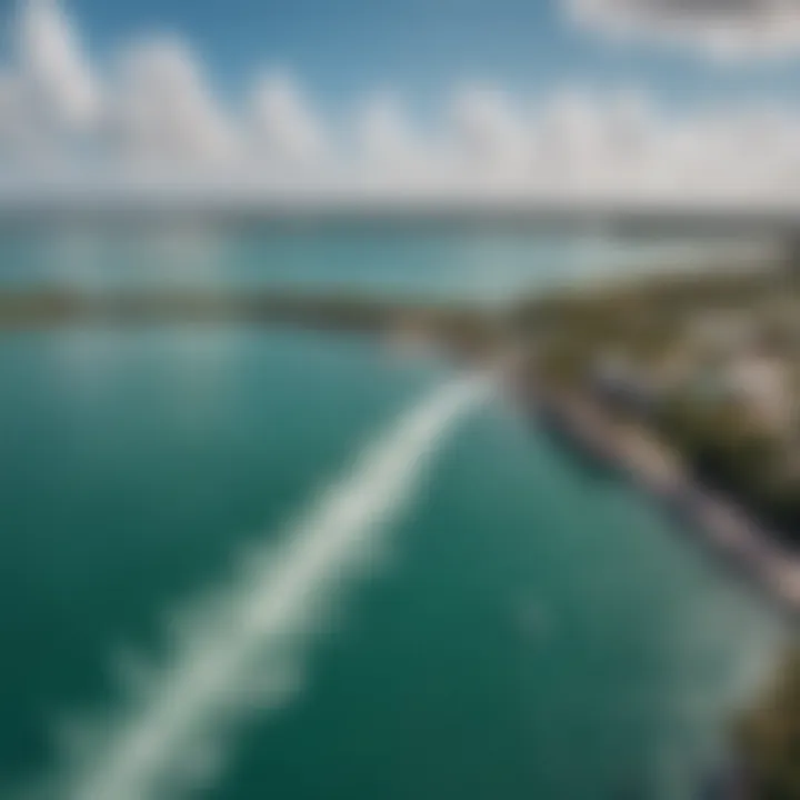 A panoramic view of a cable park in Miami showcasing vibrant water and structures