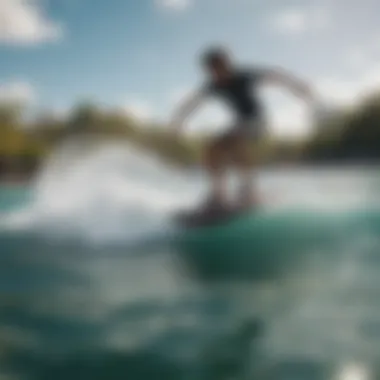 A thrilling moment of a rider performing tricks on the water