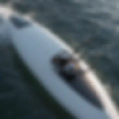 Close-up of the electric propulsion system in a hydrofoil surfboard