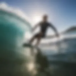 A surfer capturing a wave with a GoPro attached to a leash