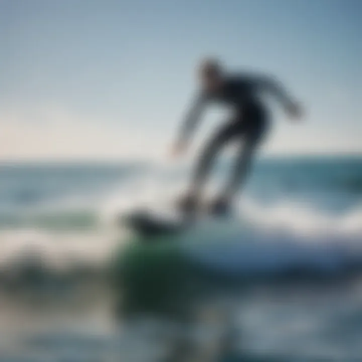 Hydrofoil board in action on water, illustrating performance dynamics