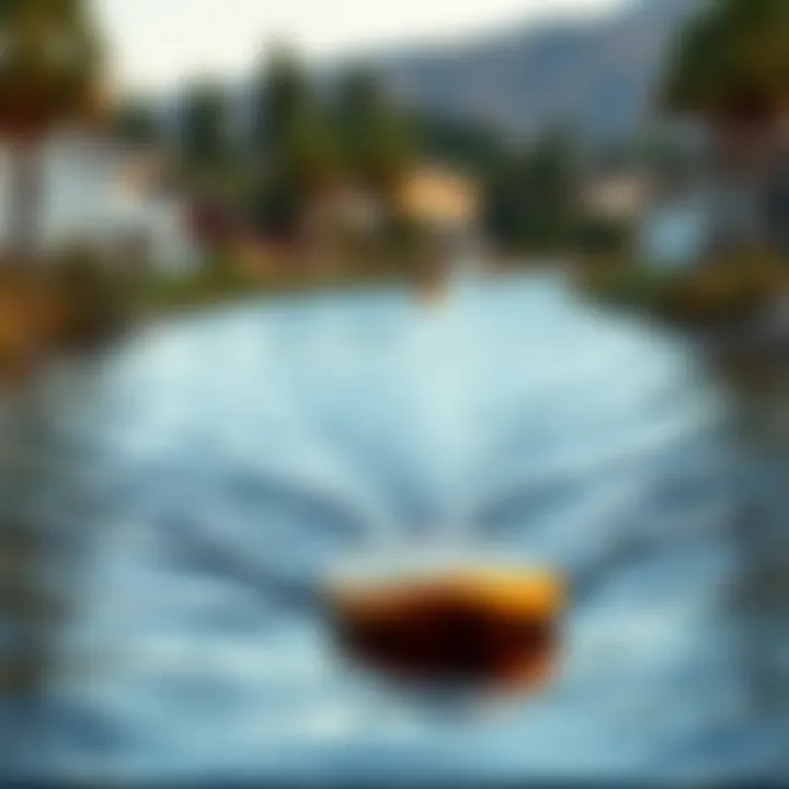 Serene Waterway with Motorized SUP Fins Landscape view of a serene waterway with motorized SUP fins in action