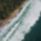 A breathtaking aerial view of the North Shore's iconic surf breaks