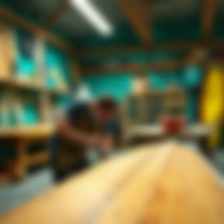 Crafting Surfboards: Local Artisans at Work Local artisans crafting surfboards in a vibrant workshop