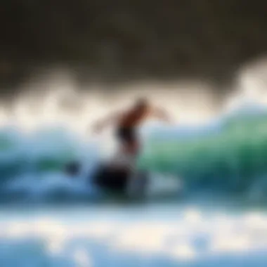 Dynamic Skimboarding Scene Dynamic skimboarding action on the waves