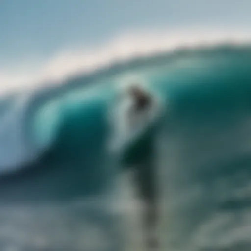 Surfer riding a perfect wave in the Mentawai Islands