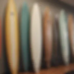 Vintage surfboards on display showcasing evolution