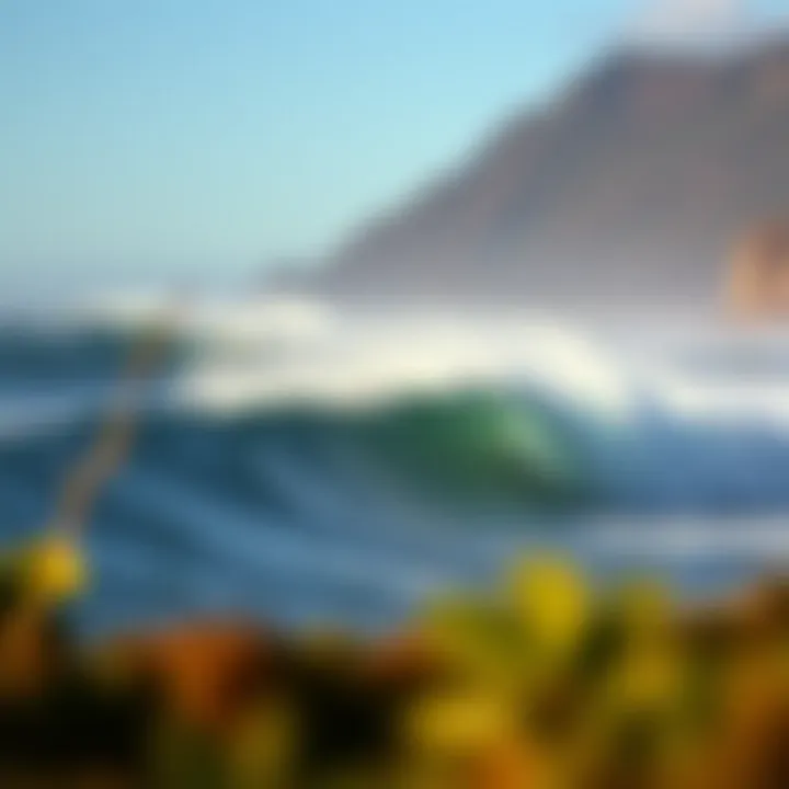 Majestic waves crashing on a scenic coastline