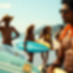Vibrant surf culture at a South American beach