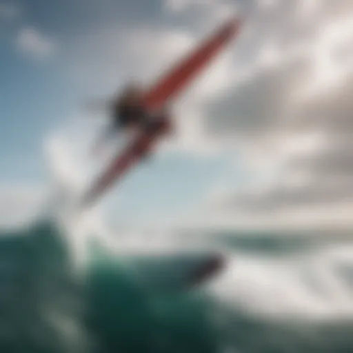 Dynamic wingsurfing action on the waves