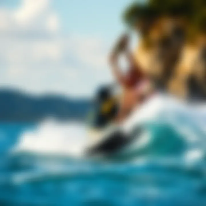 Jet Boarding Amidst Nature's Beauty Stunning coastal scenery complemented by jet boarding
