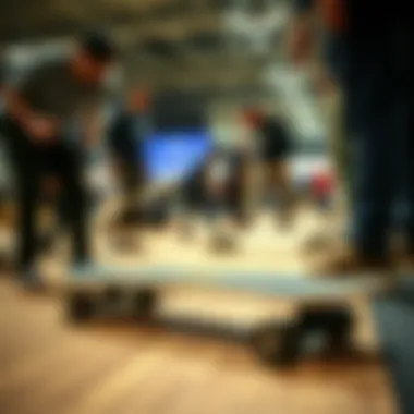A competitive fingerboarding event with participants showcasing their skills