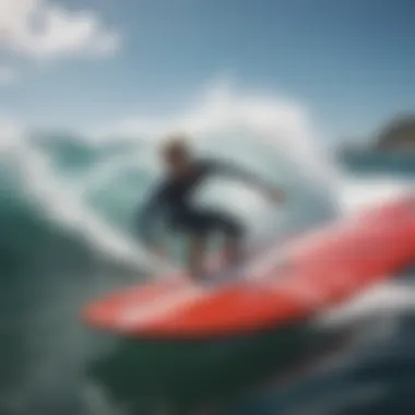 Close-up of advanced RC surfing technology and controls