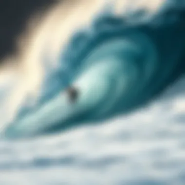 Mastering the Wave: A Surfer's Precision Close-up of a surfer carving through a perfectly formed wave.