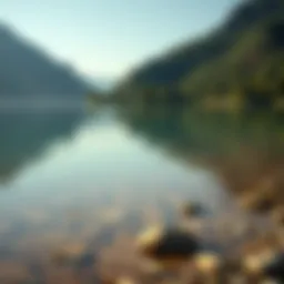 A serene lake affected by pollution