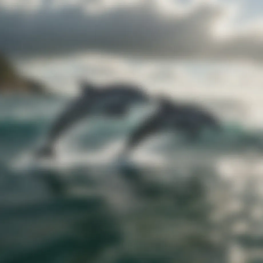 Bottlenose dolphins swimming in the ocean