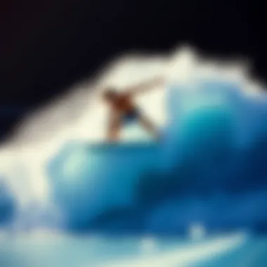 Skillful Surfing on the Flowrider A surfer showcasing skills on the Flowrider