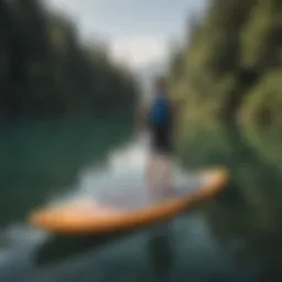 Folding paddle board showcased on a serene lake