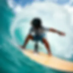 Surfer using GoPro mouth holder in action