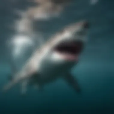 Great white shark swimming gracefully