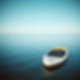 Inflatable paddle board on calm water