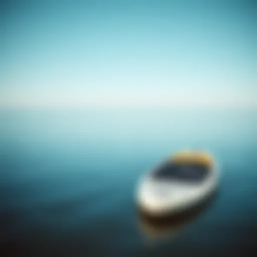 Inflatable paddle board on calm water