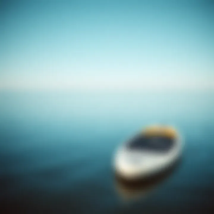 Inflatable paddle board on calm water