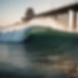 A stunning wave crashing on the shore at Huntington Beach