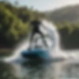 Wakesurf boat cutting through water