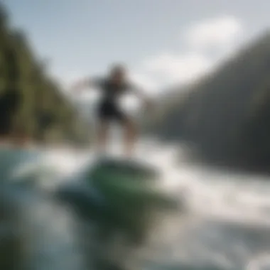 Wakesurf boat in action with surfers