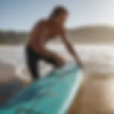 Surfer taking a break and drinking water