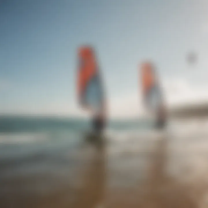 A kite surfing community gathering at a local beach