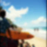 Vibrant surf culture scene at Waikiki Beach