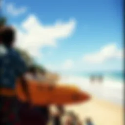 Vibrant surf culture scene at Waikiki Beach