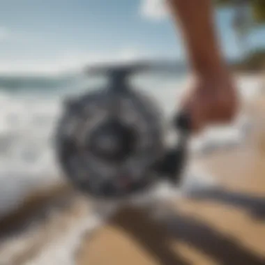 KastKing surf reel in action during a fishing trip on the beach