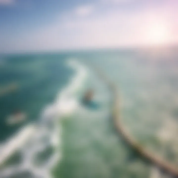 Aerial view of kite surfing spots in the Florida Keys