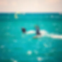 Kite surfers riding the waves in Miami's vibrant waters